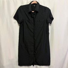 Uniqlo Black Short Sleeve Button Front Shirt Dress Rayon Blend Utility Small