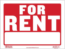 12"" X 16"" for Rent Sign L-4 "