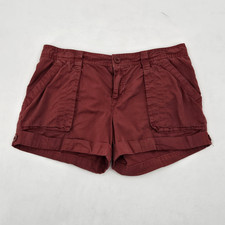 Y2K Old Navy Roll Tab Mid Rise Shorts Size 8 Maroon Brick Red Paratrooper 552026