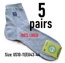 Linen Socks 100% Pure Flax Mens Natural 5 pairs Classic Costume Лён Льон US10-11