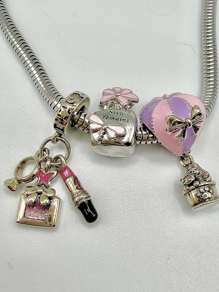 3fach Charm Anhänger Parfum + filigrane Accessoires m. Armband 16+5 cm 🎀 - Bild 3 von 4