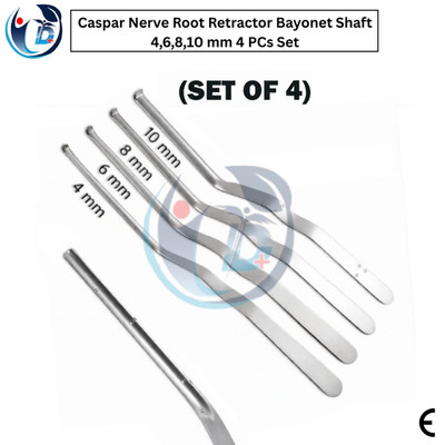 Caspar Nerve Root Retractor Bayonet Shaft 4,6,8,10 mm 4 PCs Set