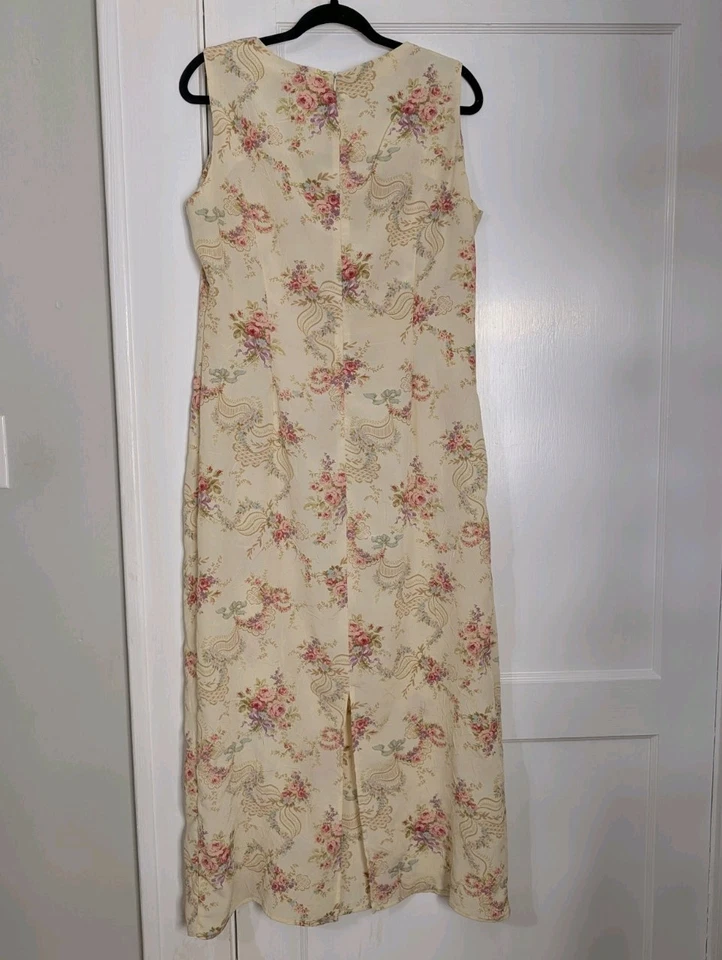 Vestido midi floral vintage para mujer R&K Originals sin mangas talla 12 Y2k Cottagecore Foto 4 de 4