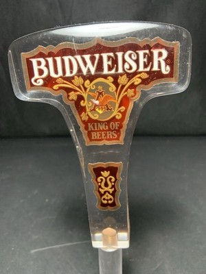 VTG Budweiser King of Beers Acrylic Tap Handle 6 1/2'' Gold Tone ANHEUSER BUSCH