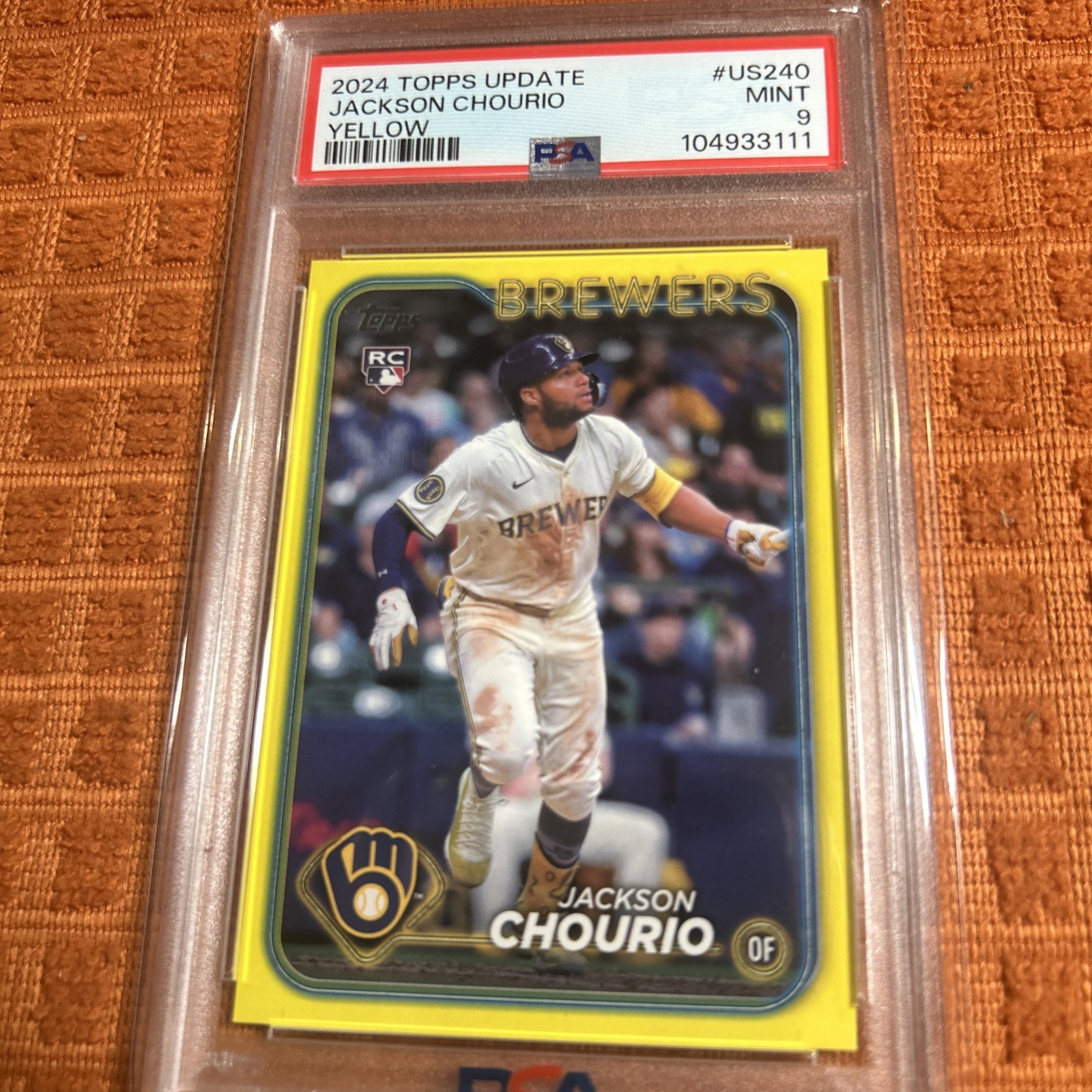 2024 TOPPS UPDATE YELLOW #US240 JACKSON CHOURIO ROOKIE RC PSA 9