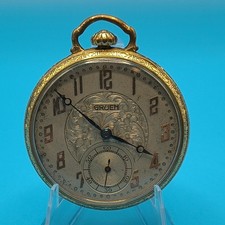 Gruen Semi Thin Ultra Quality Gold Filled Open Face Pocket Watch 15j RUNNING 11