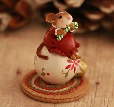 Wee Forest Folk HOLIDAY CHARM, WFF# M-760b, WHITE, Christmas Ornament Mouse 2025