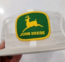 John Deere 1970s-1980s Made In USA Louisville Man Co Snap Back White Hat -Farm