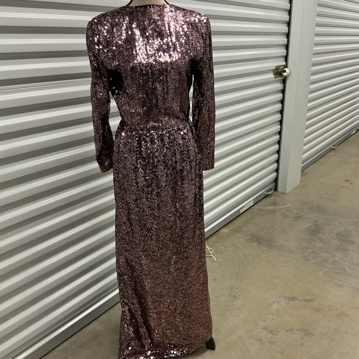 Vintage Lillie Rubin Sequin Evening Gown | Long Sleeve | Black Plum | Size  XSS
