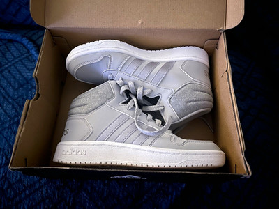 adidas Hoops 2.0 Mid Damen Sneaker Grau/Weiß EU 36 Schnürung FW3504
