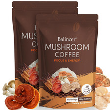 Mushroom Coffee, 6 Adaptogenic Mushrooms with Lion's Mane, Cordyceps, Turkey Tai