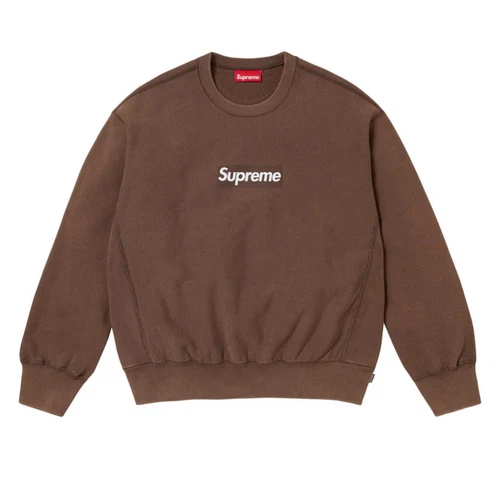 Sweat BOGO col rond délavé logo Supreme Box marron XXL