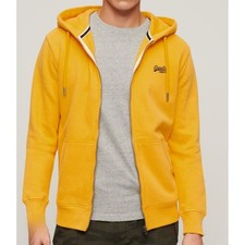 Superdry Orange Label Mens Mustard Yellow Full Zip Japan Hoodie Jacket US 10 EUC