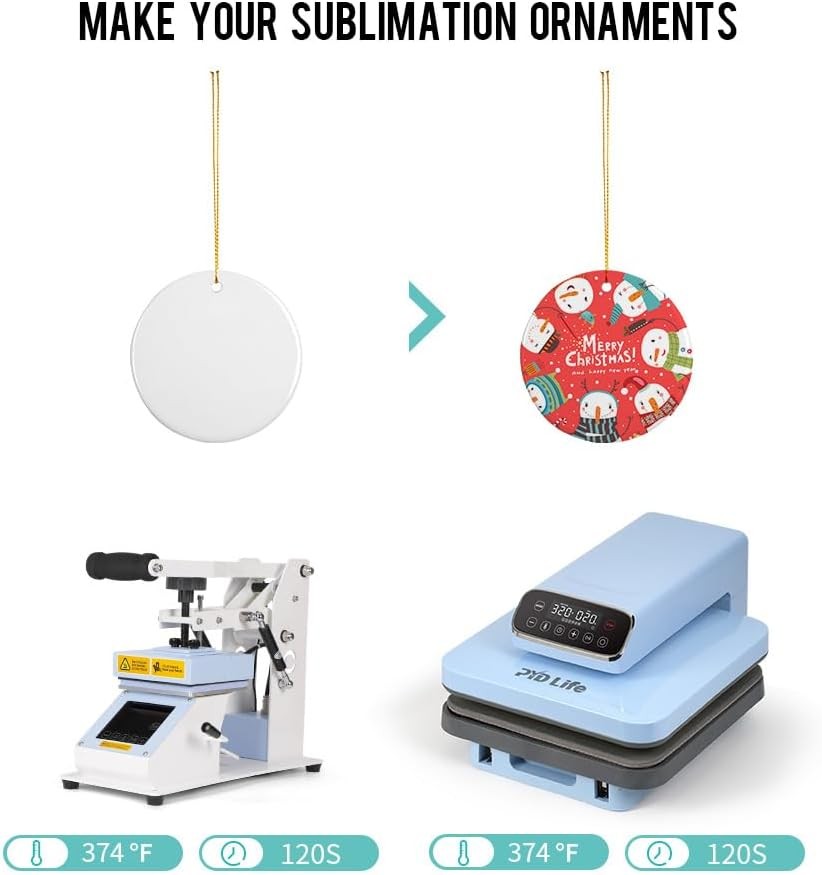 PYD Life 25 PCS Sublimation Ceramic Ornaments Bulk White 2.75 Inch Round 