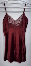 Vintage Victorias Secret Rust Brown Lace Satin Chemise Slip Dress Nightie S