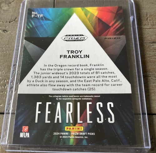 2024 Panini Prizm Draft Picks -Fearless -Cracked Ice - #F-TF Troy Franklin - Picture 2 of 2
