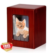 PCS Cat Urn Red Large - Pet Cremation Box Photo Frame