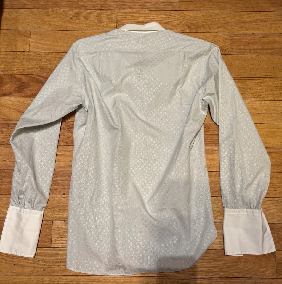 Camisa Turnbull & Asser Dos Tonos Cuello En Contraste Plateada Blanca Manga Larga 15.5 M Foto 2 de 4