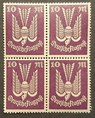 Germany Stamps 1923 Airmail Pidgeon 10m Purple MM block of 4 SG270 MI264 - Image 1 of 2