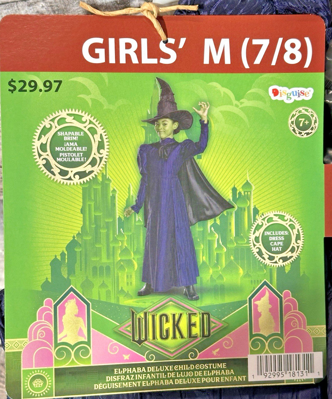 WICKED Elphaba Deluxe Child Costume Witch Dress Hat Cape Size M  7-8  NEW