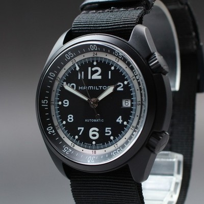 [A NEUWERTIG] HAMILTON Khaki Pilot Pioneer H804850 43mm schwarzes...