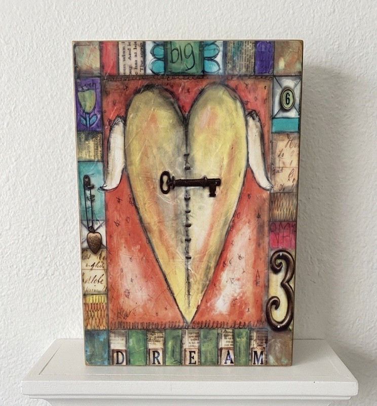 Hallmark Joyful Nest Dream Big Heart Key Wall Plaque Ready To Hang 12x8"