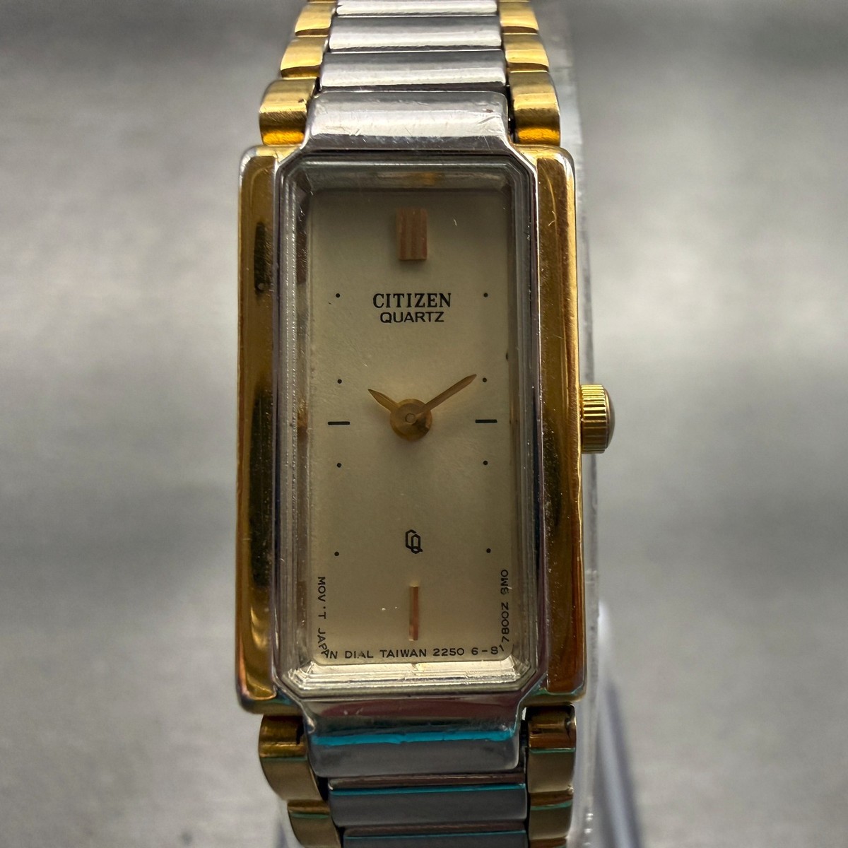 Citizen Watch Women 13mm Champagne Dial Two Tone Rectangle 2250