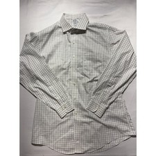Brooks Brothers 346 Slim Fit Dress Shirt Men's 16 -34/35 White Check