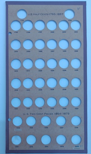 Wayte Raymond 1793-1857 United States Half Cent 1864-1873 Two 2c Coin Board Page