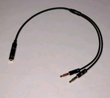 Headphone PC Splitter 3.5mm Female Jack to Dual TRS Male Braided Audio MIC Cable