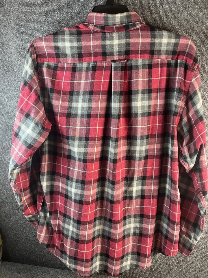 Izod Mens Red Plaid Long Sleeve Casual Flannel Button Down Shirt Size L Holiday - Image 2 of 4