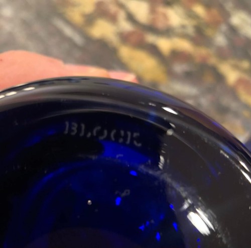 Cobalt Blue Block Stockholm Double Old Fashioned Whiskey Glasses Bubble Lot (4) - Picture 5 of 9