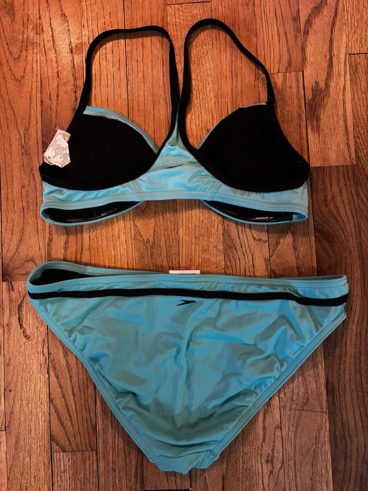 SPEEDO Women's Size L Swim Bathing Suit Swimsuit VINTAGE 2 Piece Wireless Set - Image 2 of 4