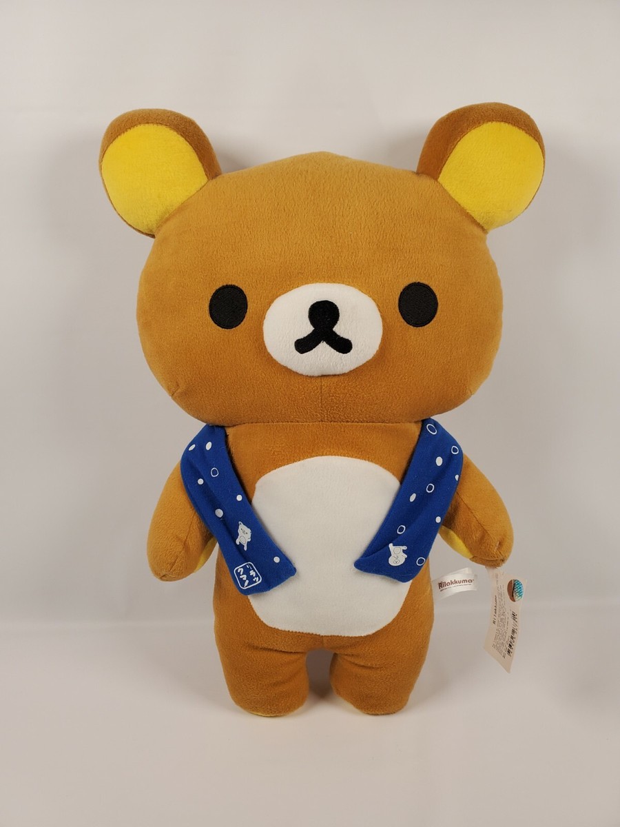 さるくま San-X Rilakkuma Plush 19” Rilakkuma Blue Scarf Stuffed Toy Doll | eBay