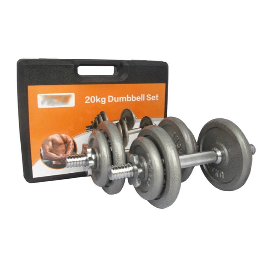 20KG Cast Iron Adjustable Dumbbell Set with Case for Gym Strength Training