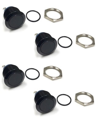 4 pc BLACK Stainless Steel Momentary Metal Push Button Switch 19mm Waterproof 