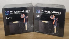 Lot of 2 Expandable House Car Washing Watering Hose Kit 50 ft w/Sprayer & Hanger