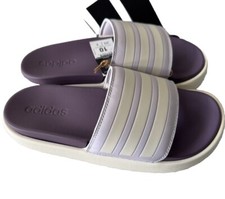 Adidas Adilette Platform Slides - Silver Dawn / Metalic / Shadow Violet USA 10