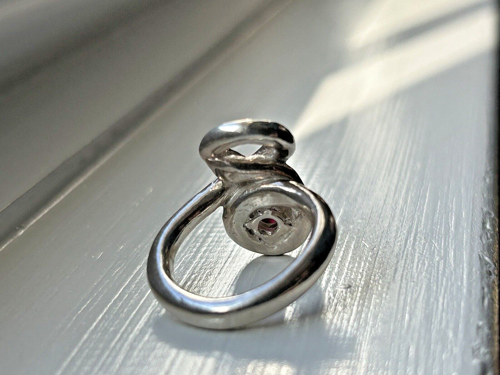 Ruby Infinity Shape Sterling Silver RING Size 4.5… - image 8