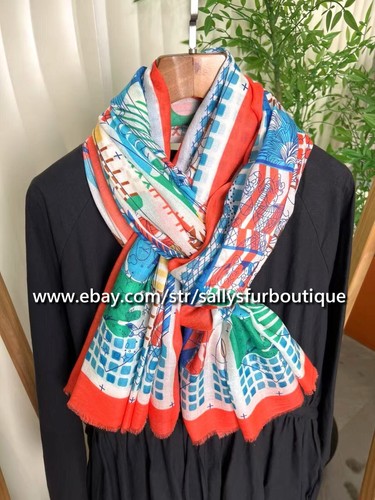 Sallys Cashmere Ring Scarf Wrap Shawl Geometric Print Soft Thin Delicate 78"*39" - Picture 4 of 29