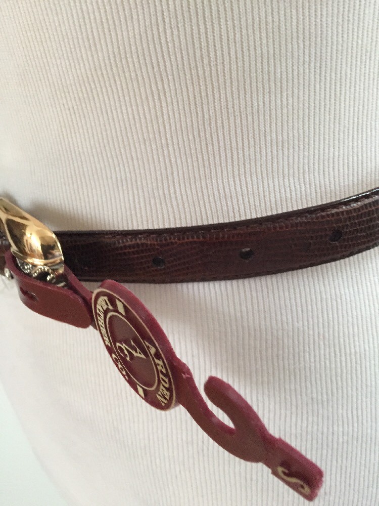 NWT Arden Leather Co Italian lizard Embossed Calfskin Brown 