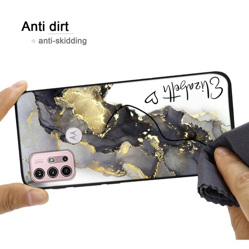 Case Personalised For Motorola E14 G54 G14 G85 G24 Marble Textured Phone Cover - Picture 55 of 96