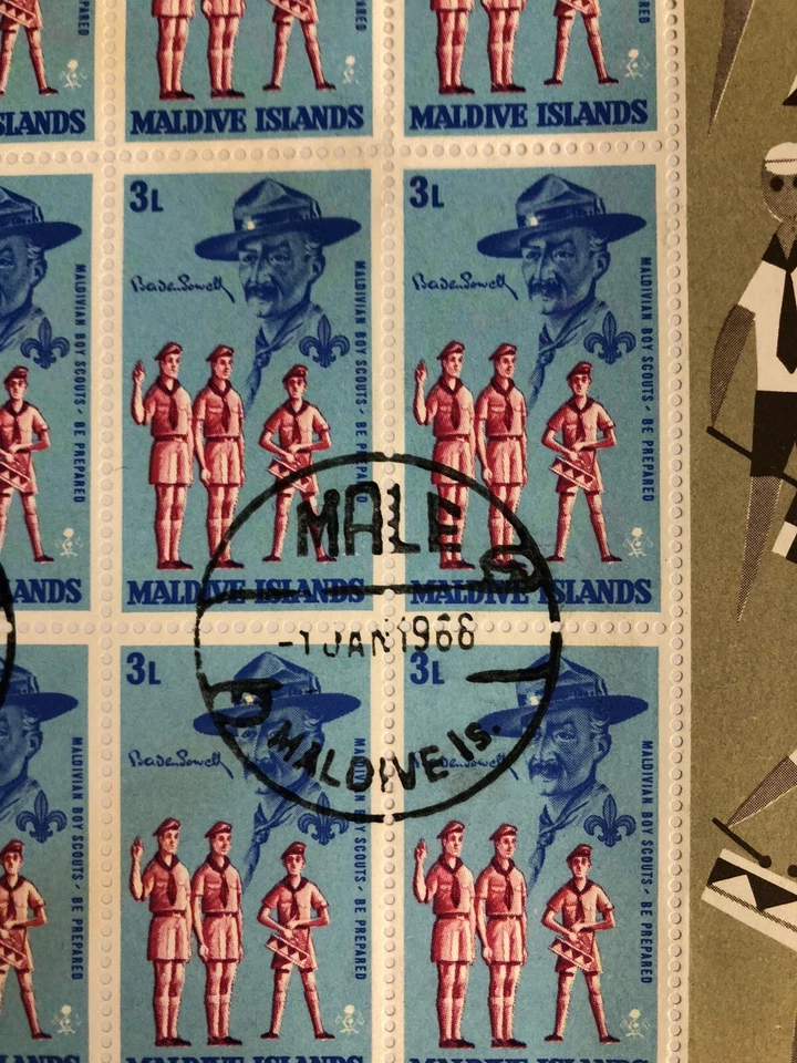 Maldivian Boy Scouts Canceled    Stamp Blocks Maldive Island Lot Jamboree 1968 - Image 4 of 4