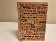 Hampton Art Thank You Many Thanks Rubber Stamp Wood Mounted Large 5" X 3.5"