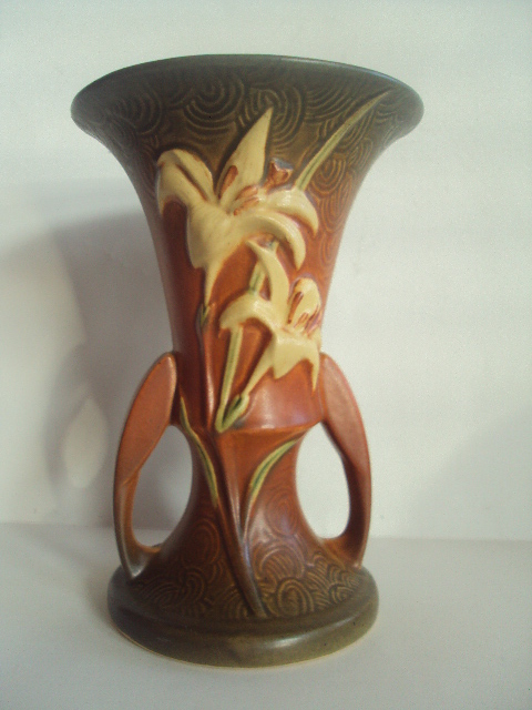 【ぬる】38灯 oldsea Vintage flower brown Mid 20th Century Roseville Art Pottery Brown Ashtray with