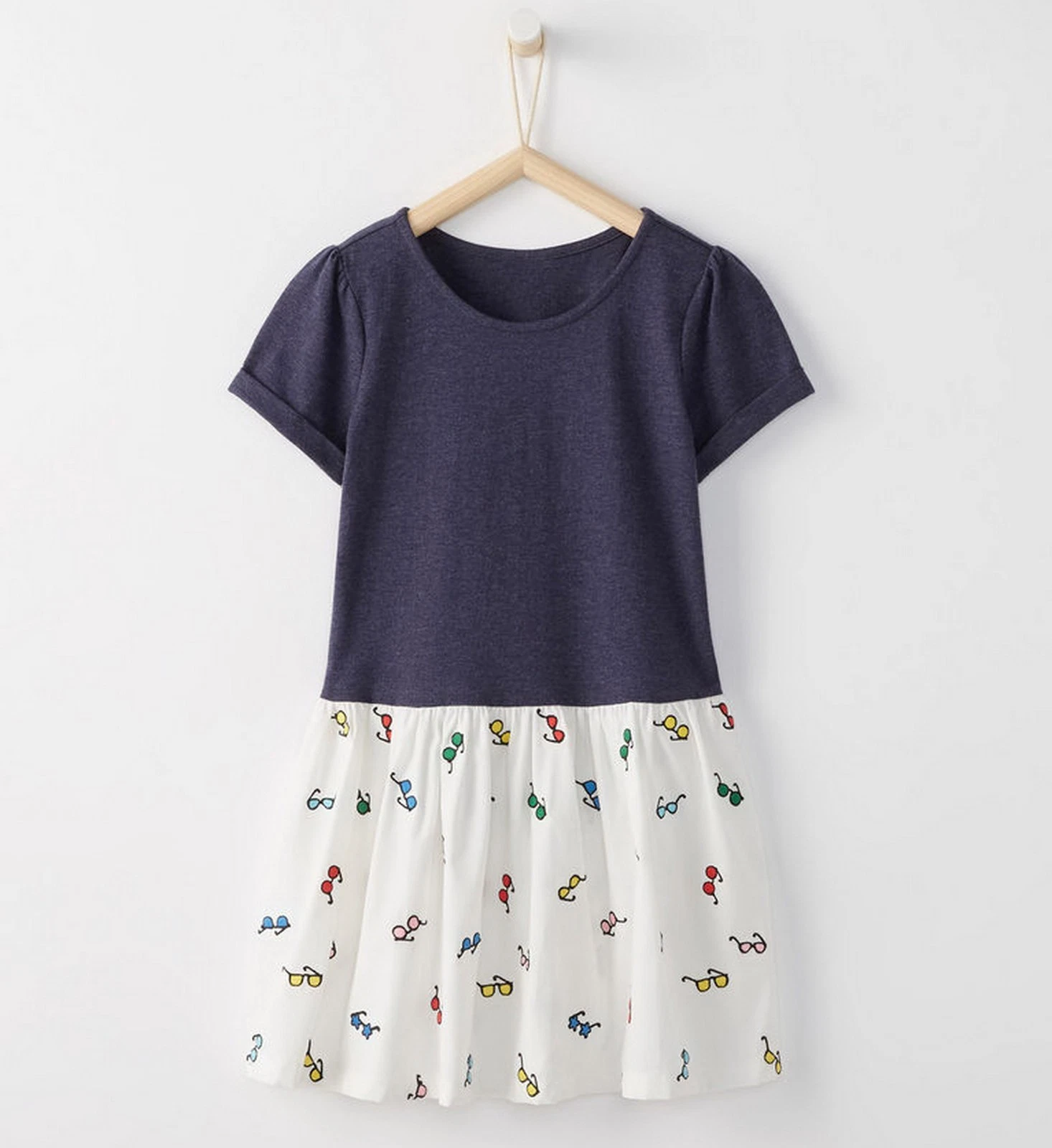 NWT Hanna Andersson Cotton Embroidery Dress for Girls, White & Navy