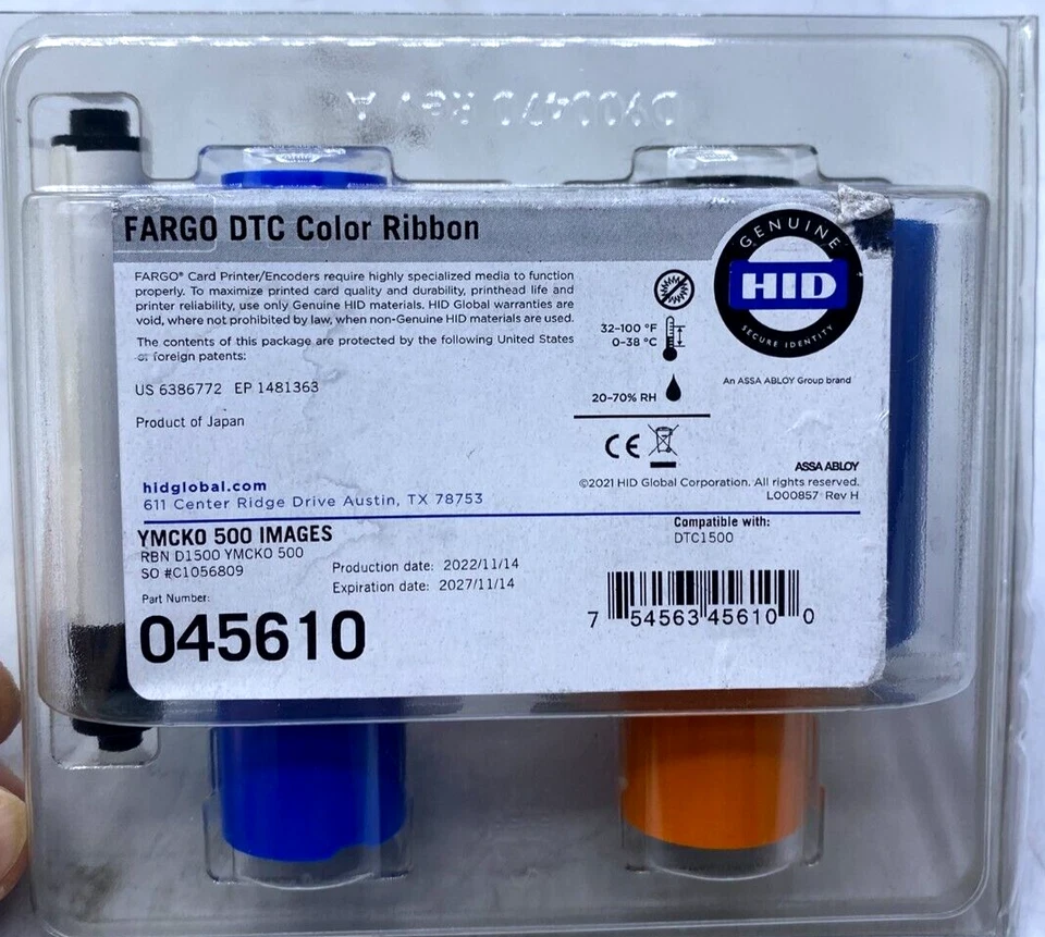 HID Fargo DTC Color Ribbon 500 Images Compatible W DTC1500 045610 New - Image 3 of 3