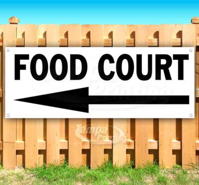 FOOD COURT LEFT ARROW BLK Advertising Vinyl Banner Flag Sign Many Sizes DIRECTS