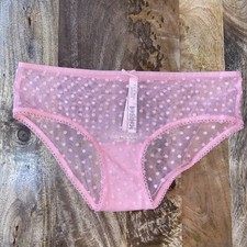 NEW Victoria  s Secret Pink Sheer Mesh Polka Dot Hiphugger Panty Panties Size XS