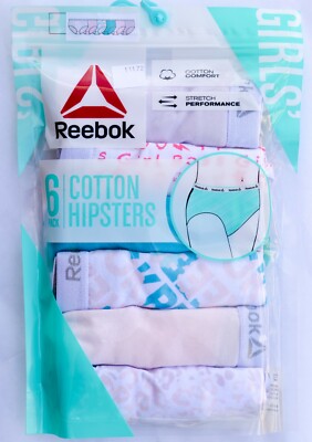 Reebok #11172 NEW Girls' 6 Pack Stretch Performance Hipster Underwear